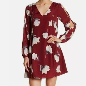 Cynthia Steffe Floral V-Neck Split Sleeve Dress Size 4